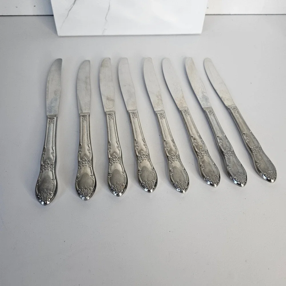 Oneida Fenway Daydream Stainless Steel Dinner Knives 9‎ Inch Silverware Set of 8